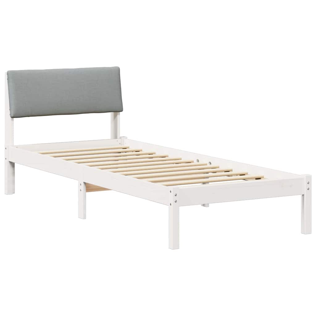 Estructura de cama simple para adultos con cabecera - y gris claro 80 x 200 cm