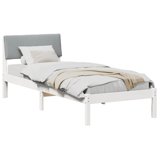 Estrutura de cama de solteiro para adultos Branco e cinza claro 80 x 200 cm