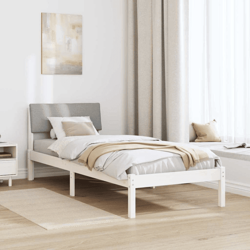 Estrutura de cama de solteiro para adultos Branco e cinza claro 80 x 200 cm