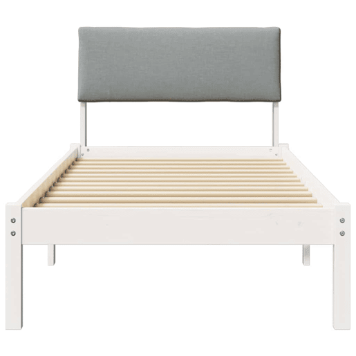 Estrutura de cama de solteiro para adultos Branco e cinza claro 80 x 200 cm