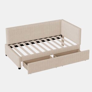 Sofá-cama 90x200 - Multifuncional com 2 gavetas de arrumação e estrado - Bege