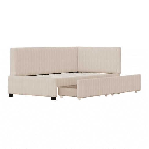 Sofá-cama 90x200 - Multifuncional com 2 gavetas de arrumação e estrado - Bege