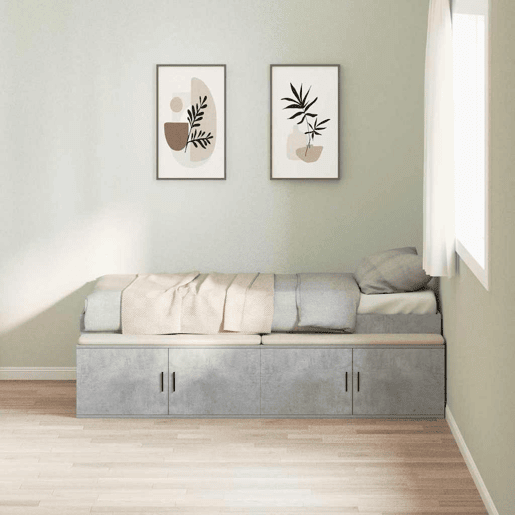 Estrutura de cama de solteiro para adultos Cinzento 90 x 200 cm Madeira processada