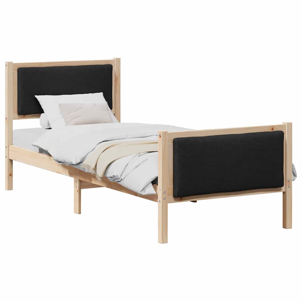 Estructura de cama individual para adultos 85x209 Negro/ Madera