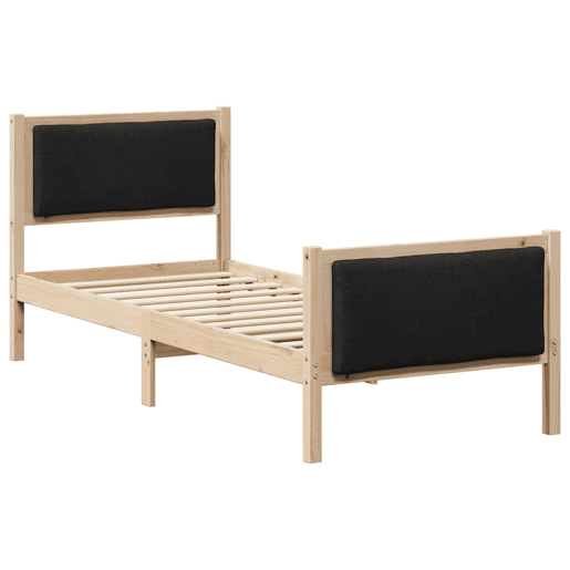 Estrutura de cama de solteiro para adultos com cabeceira Preto 80 x 200 cm tecido