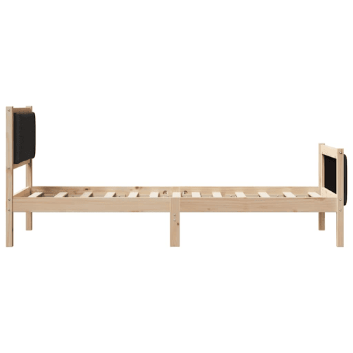 Estrutura de cama de solteiro para adultos com cabeceira Preto 80 x 200 cm tecido
