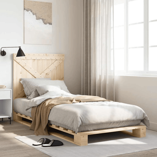 Estrutura de cama de solteiro para adultos com cabeceira 90x200 cm pinho maciço