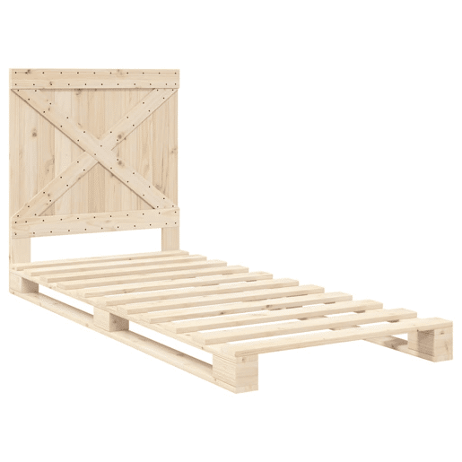Estrutura de cama de solteiro para adultos com cabeceira 90x200 cm pinho maciço