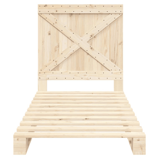 Estrutura de cama de solteiro para adultos com cabeceira 90x200 cm pinho maciço