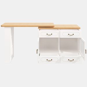 Mesa de bar extensÃvel 135-203 cm - Com arrumação, giratória 360°, LED - Branca