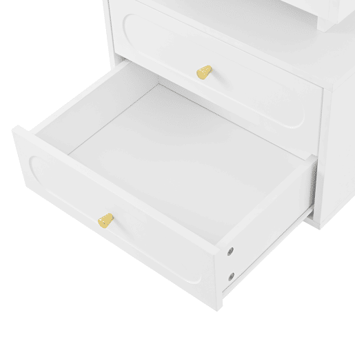 Mesa de cabeceira 50x40x60 cm - 2 gavetas, 1 espaço aberto, LED - Branco