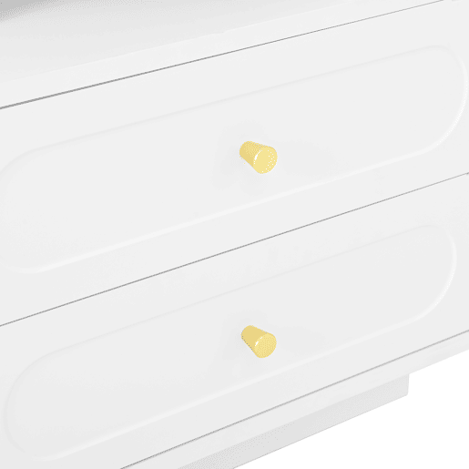 Mesa de cabeceira 50x40x60 cm - 2 gavetas, 1 espaço aberto, LED - Branco