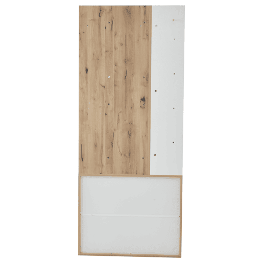 Cabideiro 75x33x180 cm - Com armário, arrumação para sapatos, com cabides, 5 compartimentos de arrumação, cor madeira original + branco