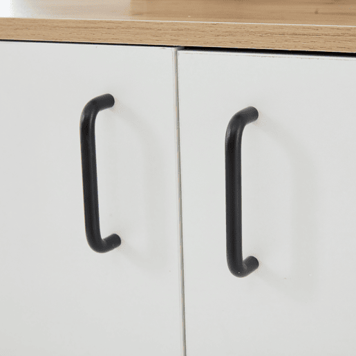 Cabideiro 75x33x180 cm - Com armário, arrumação para sapatos, com cabides, 5 compartimentos de arrumação, cor madeira original + branco