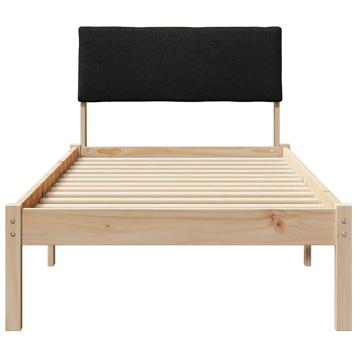 Estrutura de cama de solteiro simple com cabeceira - Castanho e preto 80 x 200 cm