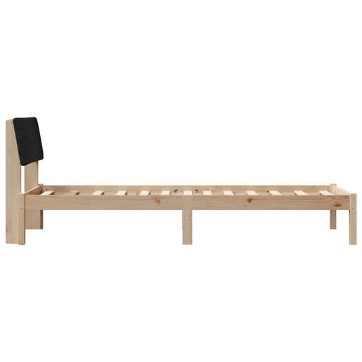 Estrutura de cama de solteiro simple com cabeceira - Castanho e preto 80 x 200 cm