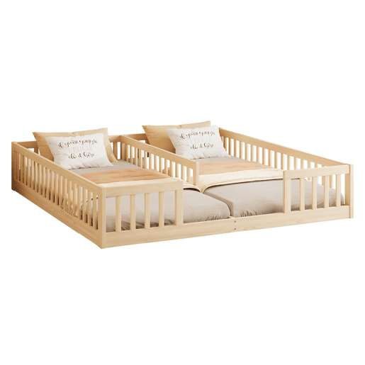 Cama Panel 90 x 200 cm - Com grade, estrado, estilo minimalista - Natural