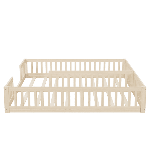Cama Panel 90 x 200 cm - Com grade, estrado, estilo minimalista - Natural