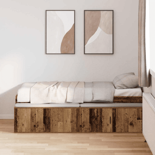Estrutura de cama de solteiro para adultos Madeira Antiga 90 x 200 cm Madeira processada