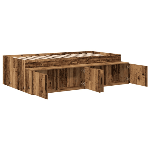 Estrutura de cama de solteiro para adultos Madeira Antiga 90 x 200 cm Madeira processada
