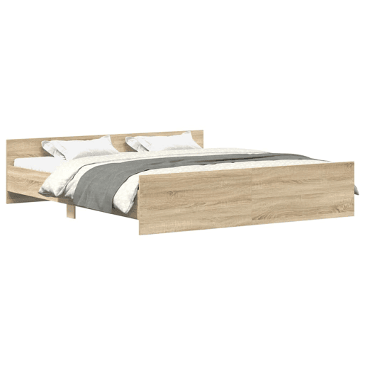 Estrutura Cama de casal para adultos c cabeceiraapoio pés 160x200cm carvalho sonoma