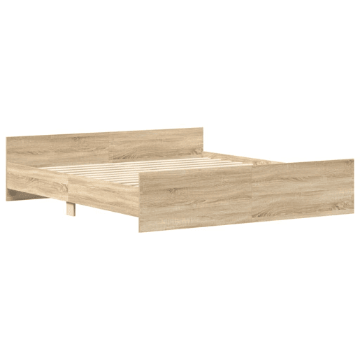 Estrutura Cama de casal para adultos c cabeceiraapoio pés 160x200cm carvalho sonoma