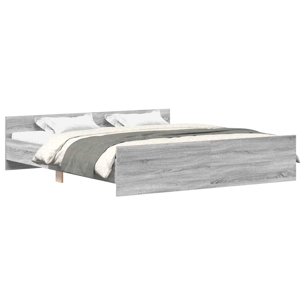 Estructura de cama matrimonial 163x203 Roble/ Gris