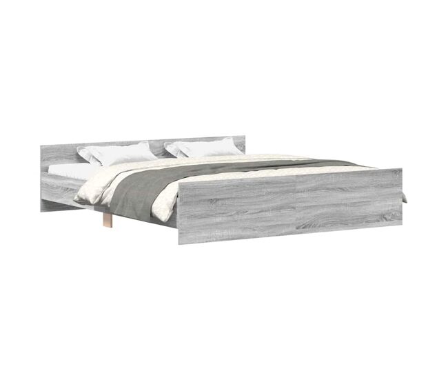 Estructura de cama matrimonial estilo con cabecero piecero gris sonoma 160x200 cm