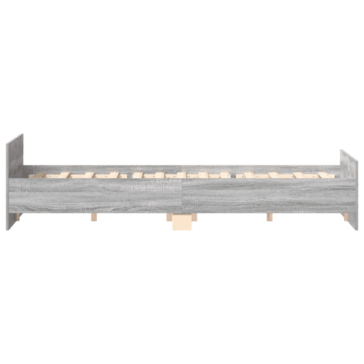 Estrutura Cama de casal para adultos c cabeceira e apoio pés 160x200 cm cinza sonoma