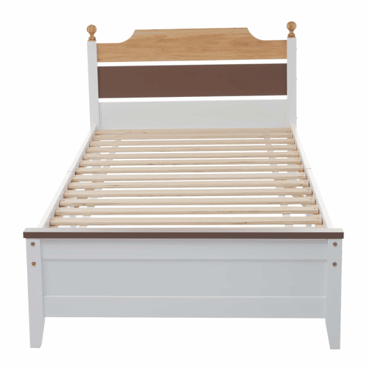 Cama individual com estrutura em madeira 90x200cm - Castanho