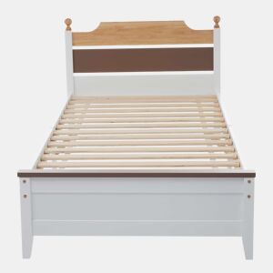 Cama individual com estrutura em madeira 90x200cm - Castanho