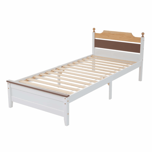 Cama individual com estrutura em madeira 90x200cm - Castanho