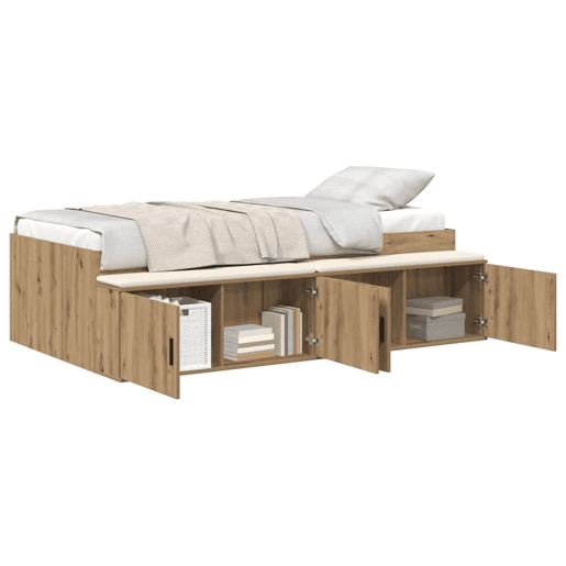 Estrutura de cama de solteiro para adultos com gaveta Carvalho Artesanal 90 x 200 cm