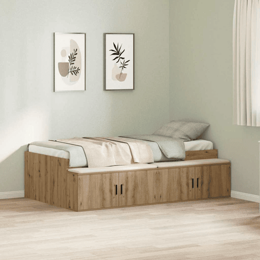 Estrutura de cama de solteiro para adultos com gaveta Carvalho Artesanal 90 x 200 cm