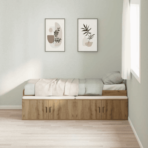 Estrutura de cama de solteiro para adultos com gaveta Carvalho Artesanal 90 x 200 cm