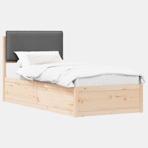 Estrutura de cama de solteiro para adultos com Cabeceira Estofada Cinza Escuro
