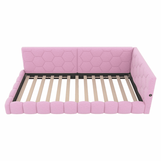 Sofá-cama de veludo 90x200 cm - com LED e porta USB - Rosa Sofá-cama de veludo 90x200 cm - com LED e porta USB - Rosa