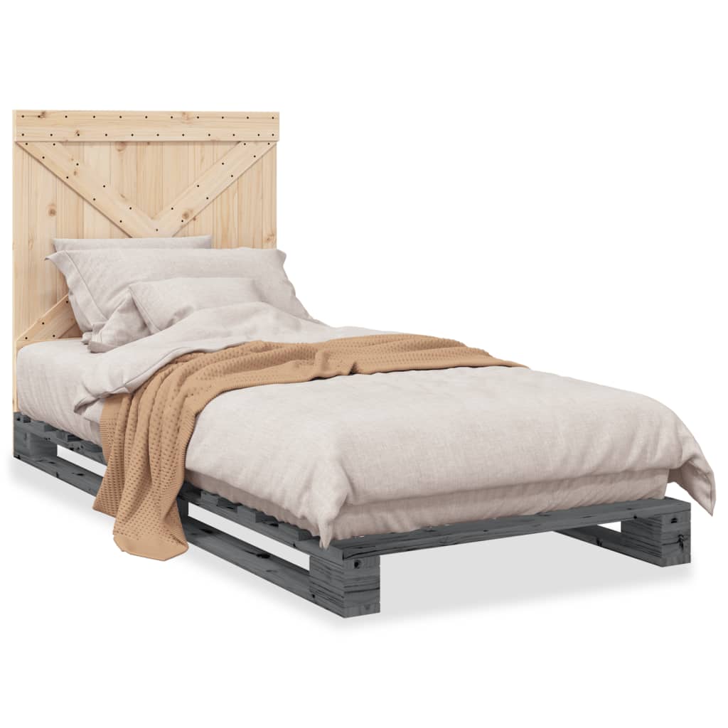 Estructura de cama individual para adultos 90x200 Gris/natural