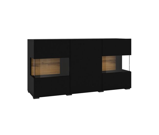 Bufé 3 puertas glora negro y madera