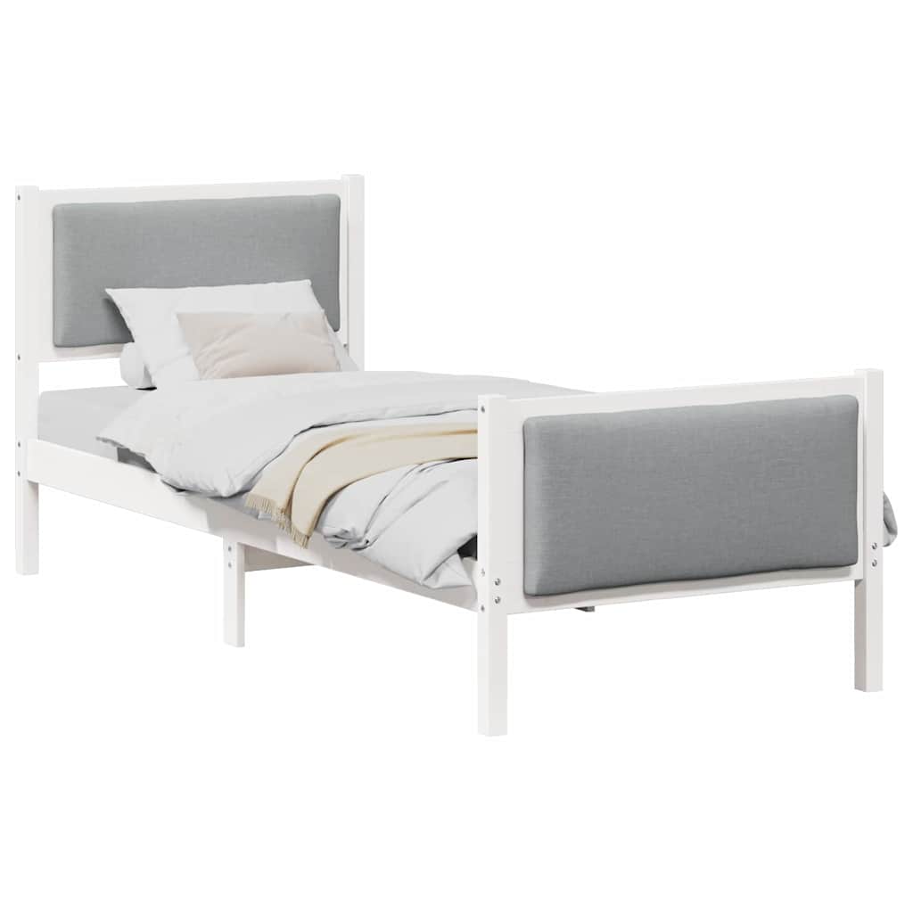 Estructura de cama individual para adultos 85x209 Blanco/ Gris Claro
