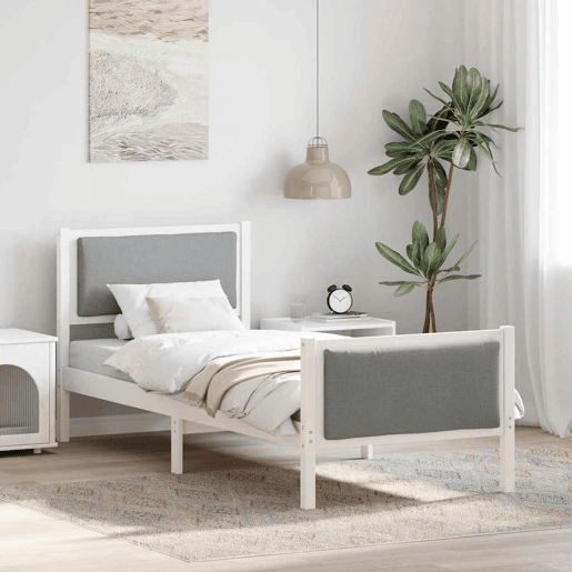 Estrutura de cama de solteiro simple, Cinzento-claro 80 x 200 cm tecido