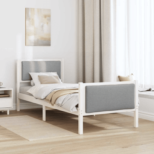 Estrutura de cama de solteiro simple, Cinzento-claro 80 x 200 cm tecido