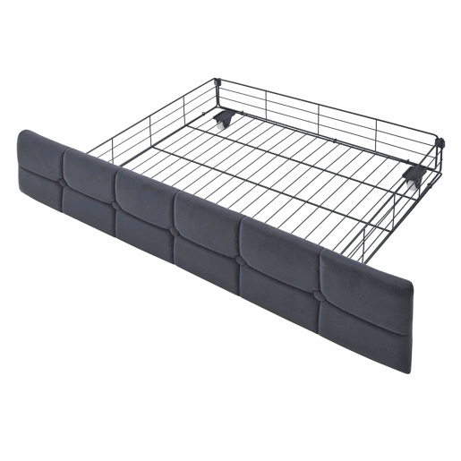 Sofá-cama 90x200 - com 2 gavetas, lâmpada LED, portas USB e Tipo-C, multifuncional para crianças - Cinza