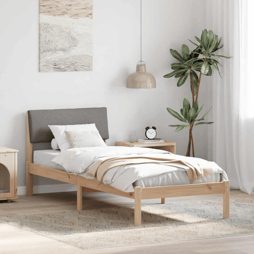 Estrutura de cama de solteiro para adultos com cabeceira Marrom e taupe 80 x 200 cm