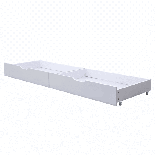 Gavetas para cama 93x66,5x20 cm - 2 gavetas, arrumação debaixo da cama, MDF + rodas, branco