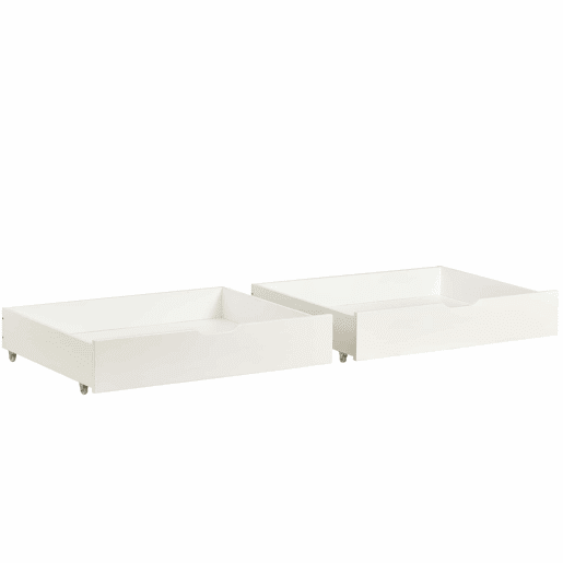 Gavetas para cama 93x66,5x20 cm - 2 gavetas, arrumação debaixo da cama, MDF + rodas, branco