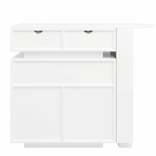 Mesa de bar extensível 115-183 x 40 x 99 cm - ilha de cozinha, arrumação, LED, rotação de 360°, barra móvel - Branco