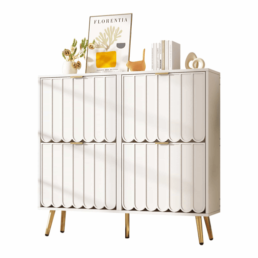 Sapateira estreita 100x24x91,5 cm - 4 compartimentos rebatíveis, com proteção anticaída e prateleiras ajustáveis - Branco
