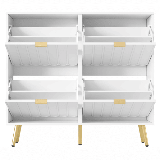 Sapateira estreita 100x24x91,5 cm - 4 compartimentos rebatíveis, com proteção anticaída e prateleiras ajustáveis - Branco