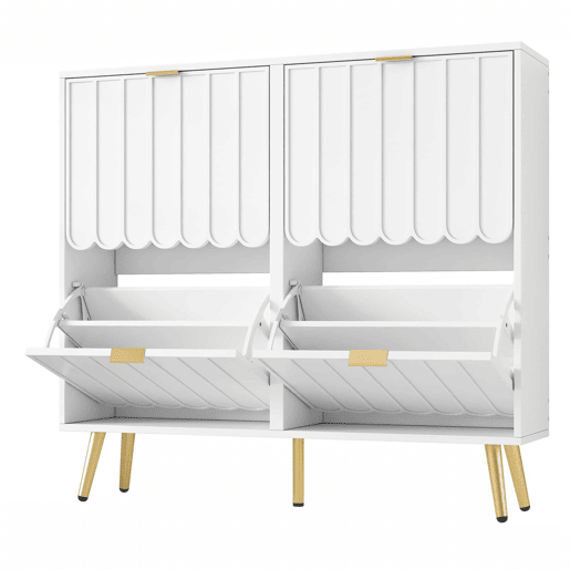 Sapateira estreita 100x24x91,5 cm - 4 compartimentos rebatíveis, com proteção anticaída e prateleiras ajustáveis - Branco